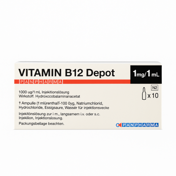 Vitamin B12 – Panpharma | Hydroxocobalamin Ampules for Energy and Health